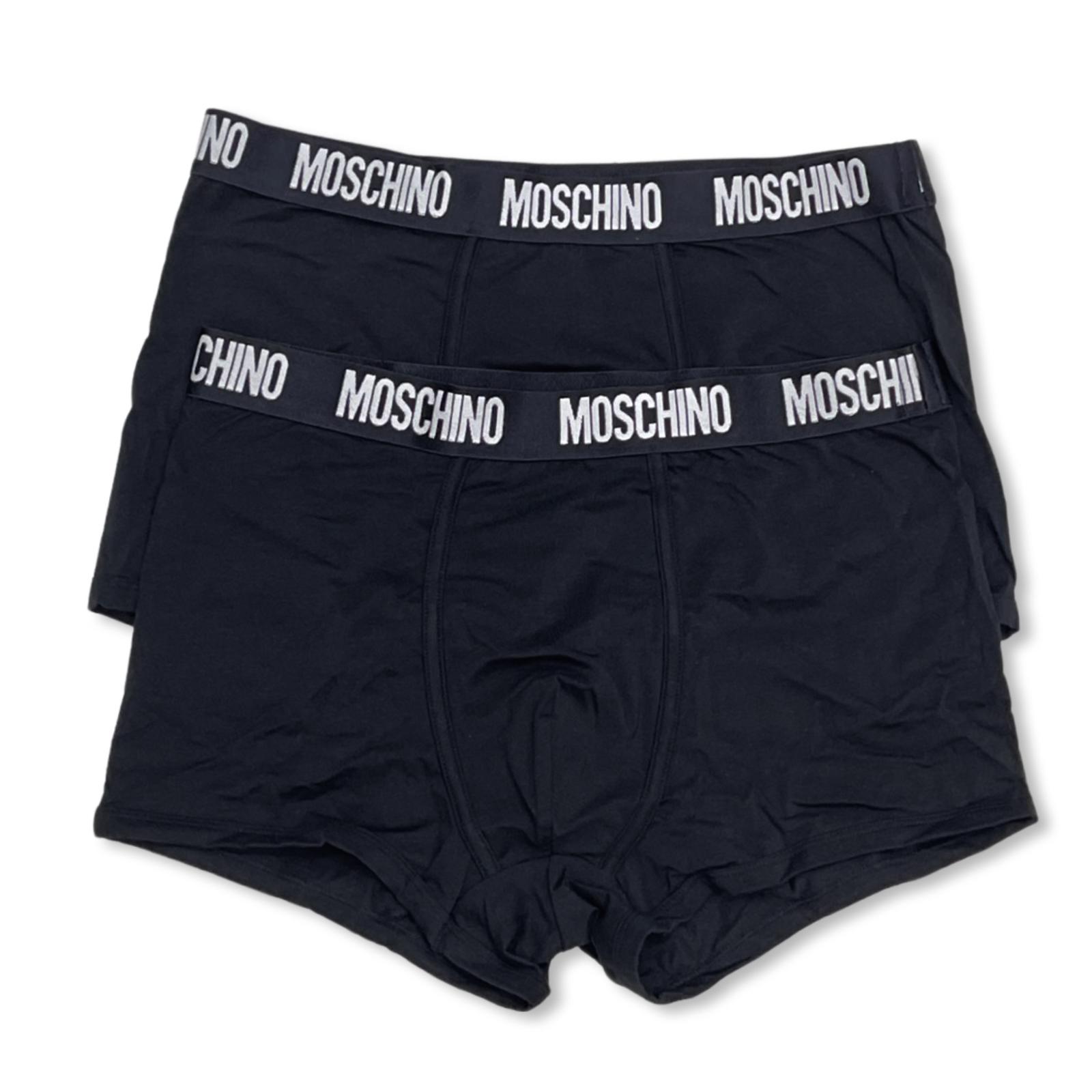 Moschino Men’s Trunk 2-Pack Black / White Logo Waistband