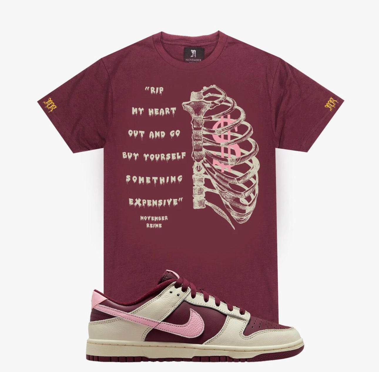 November Reine (maroon “rip my heart out t-shirt)