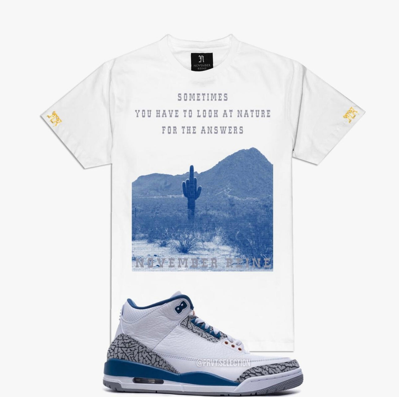 november reine (white grey blue "looking at nature t-shirt)