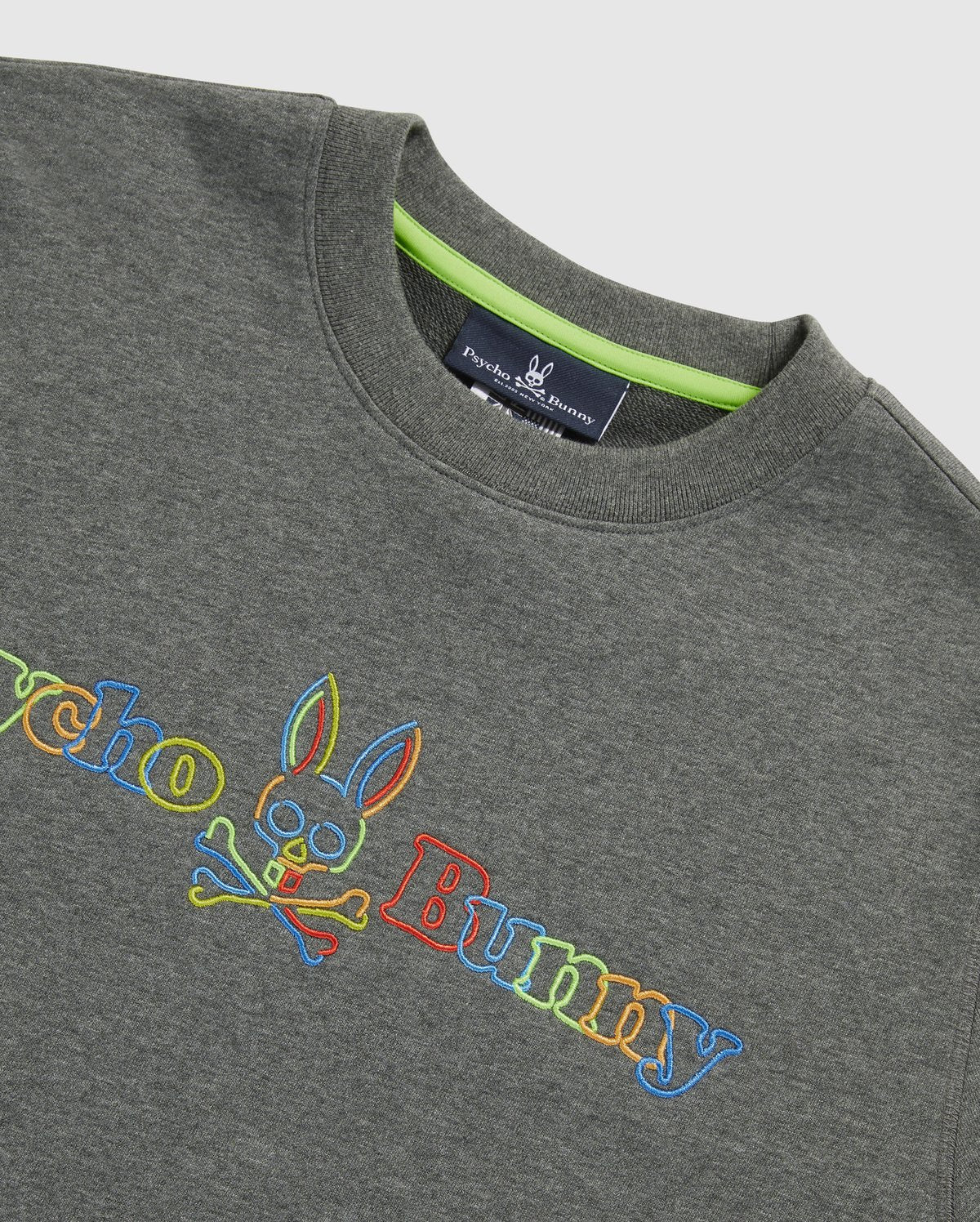 Psycho bunny (men’s heather grey Barbon neon glow sweatshirt)