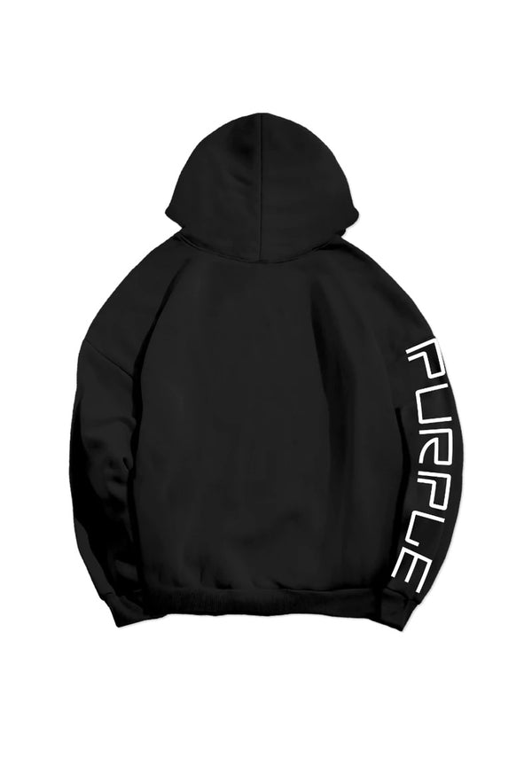 purple brand (black french terry pull over hoodie wordmark)