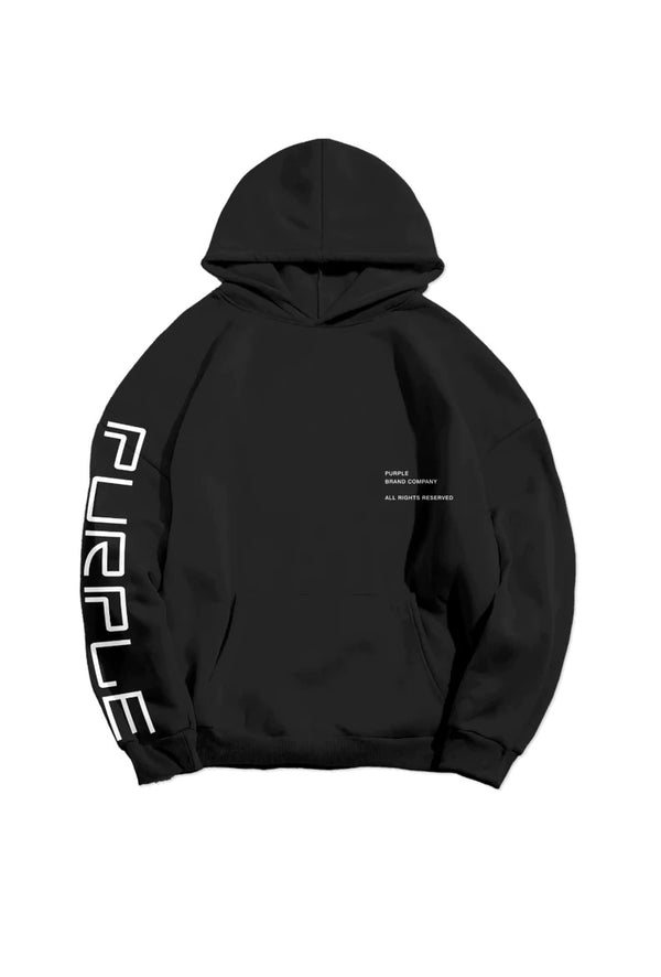 purple brand (black french terry pull over hoodie wordmark)