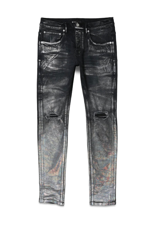 Purple brand (black anthracite hickory over dye w iridescent foil jean)
