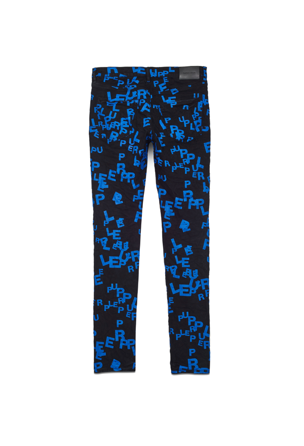 purple brand (black/blue letter screen print denim jean)