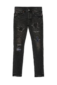 purple brand (black heavy repair with plaid patch jean)