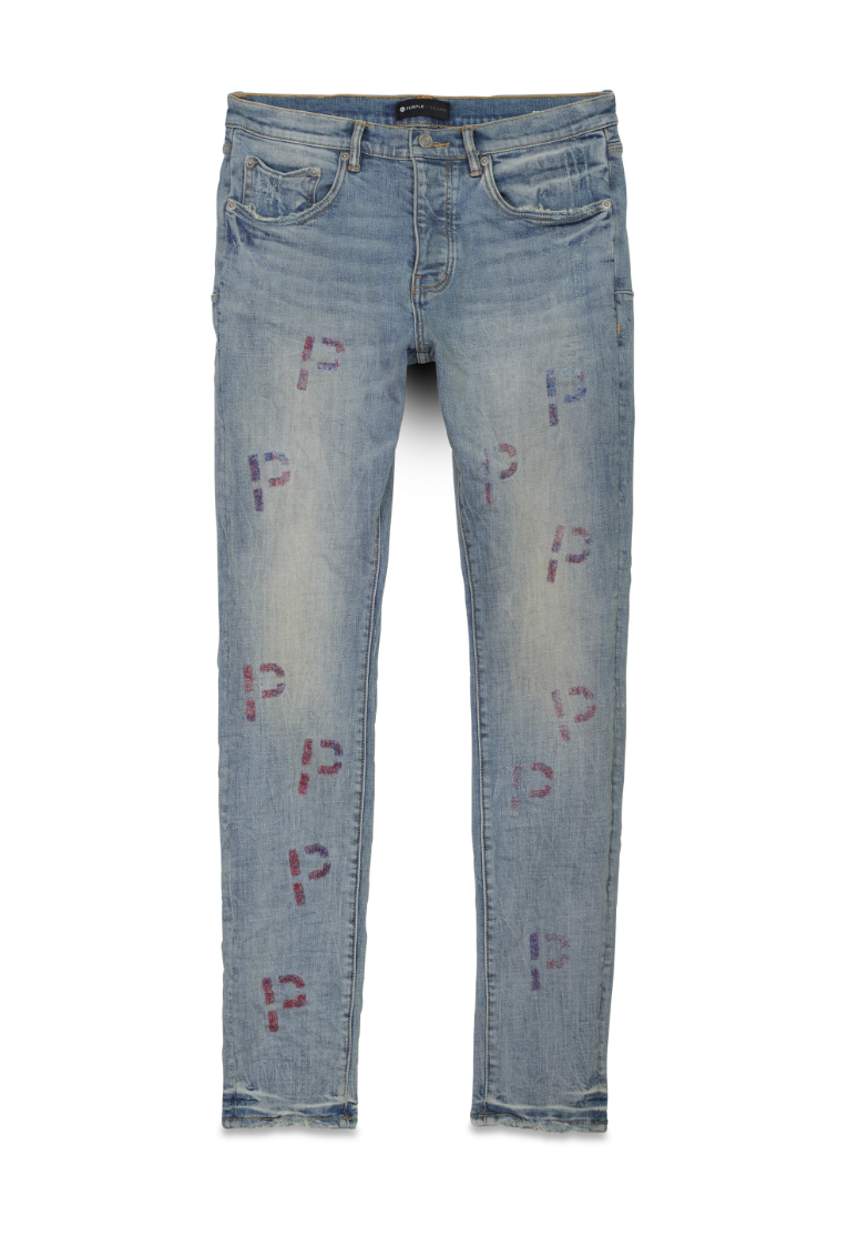 purple brand (light indigo embroidery punch p plaid jean)