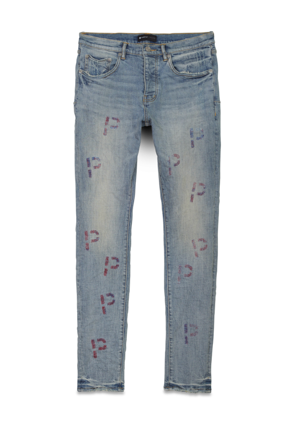 purple brand (light indigo embroidery punch p plaid jean)