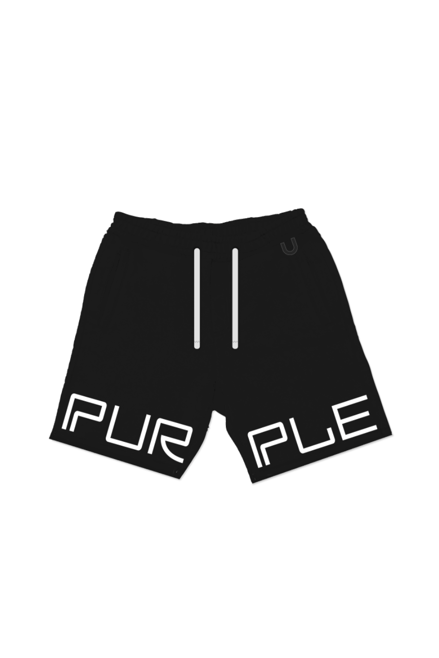 purple brand french terry sweatshort word mark black