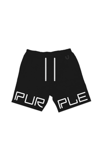 purple brand french terry sweatshort word mark black