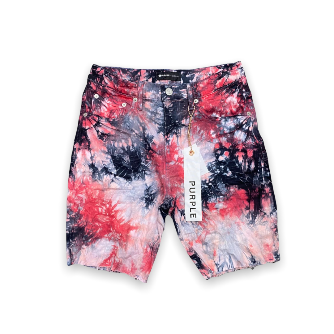 Purple brand red black tie dye jacquard monogram short