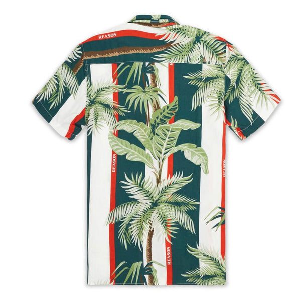 Reason (green  “palm tree stripe button up)