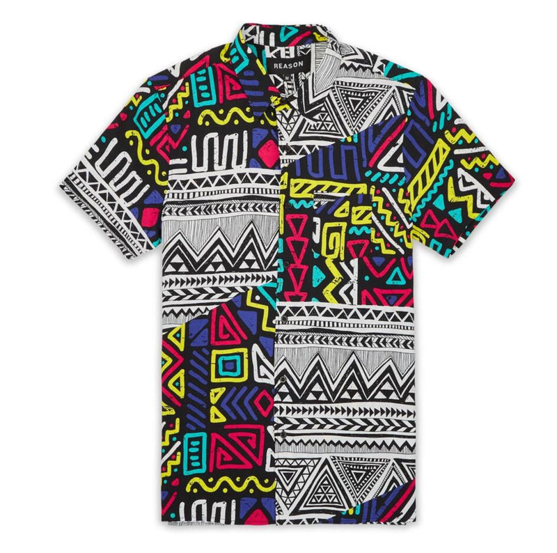 Reason (multicolor “ Aztec clash button up)