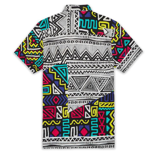 Reason (multicolor “ Aztec clash button up)