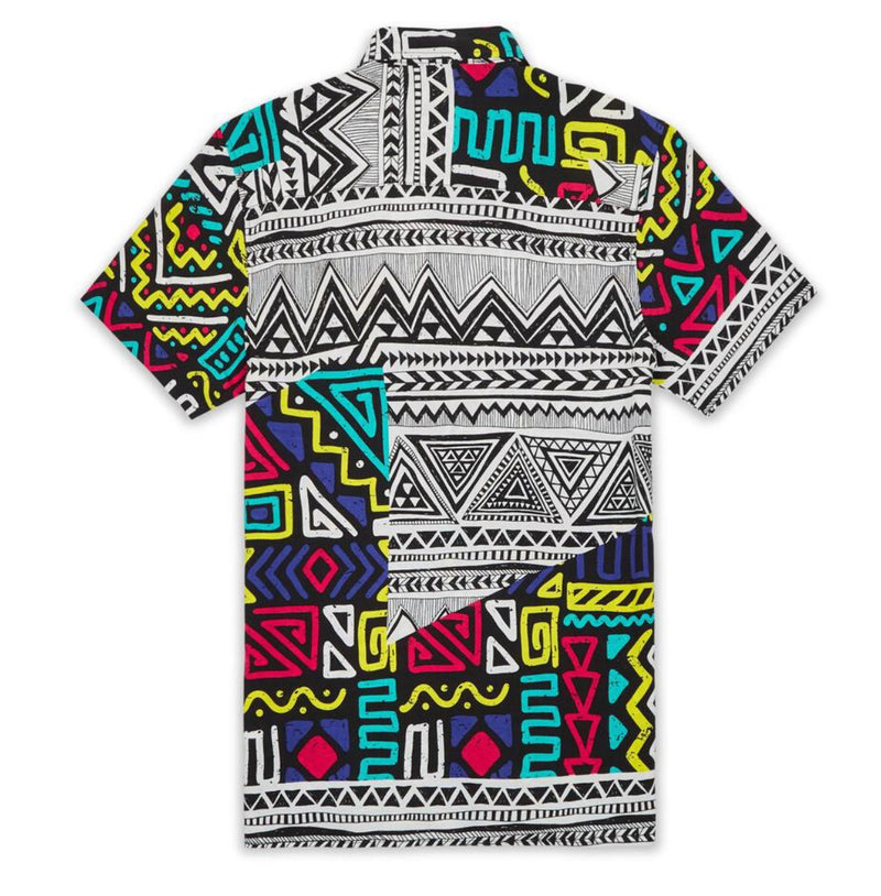 Reason (multicolor “ Aztec clash button up)