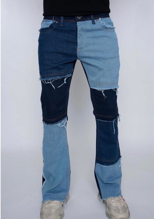 Woodstock denim (dark blue Elton stacked jean)