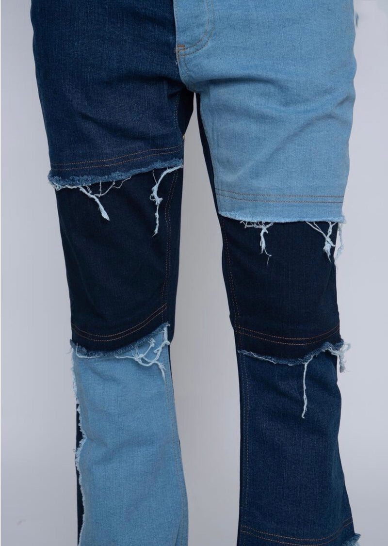 Woodstock denim (dark blue Elton stacked jean)