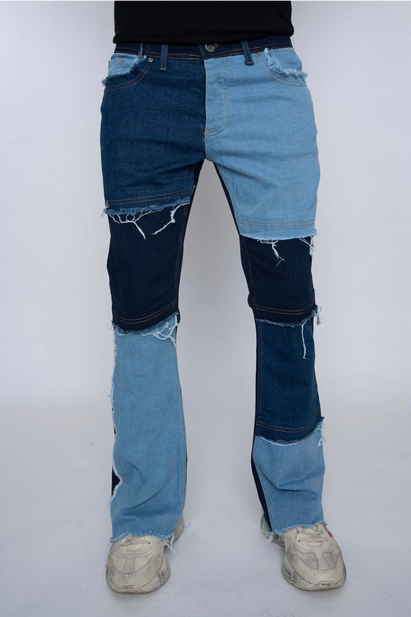 Woodstock denim (dark blue Elton stacked jean)